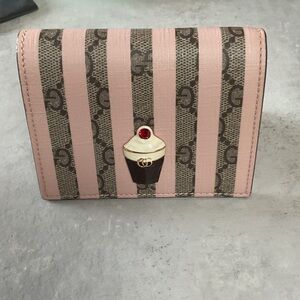 Gucci Pink and Brown Striped Wallet